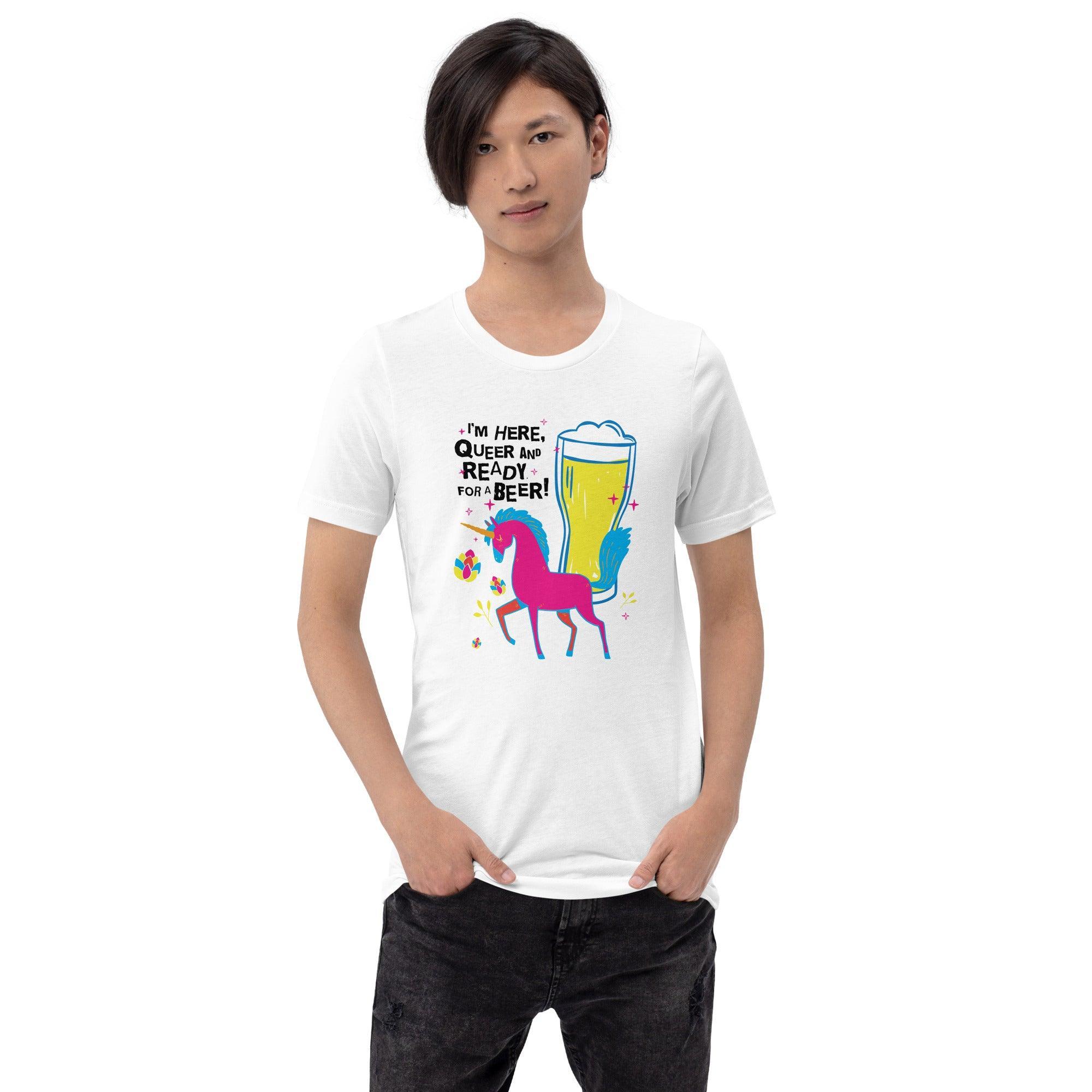 T-shirt unisexe I'm Here blanc, gris, bleu ou rose