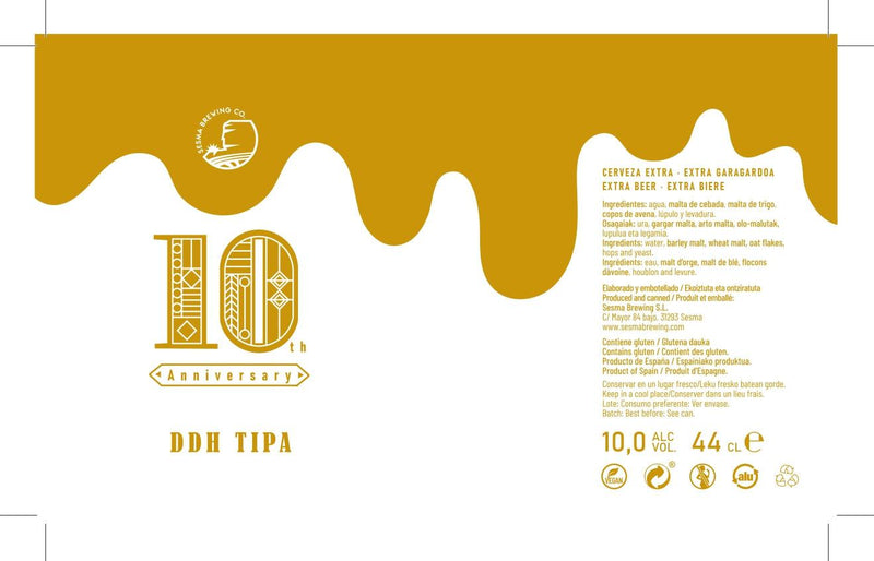 Sesma Brewing 10th Anniversary Gold DDH Triple IPA 44cl - Beer Sapiens