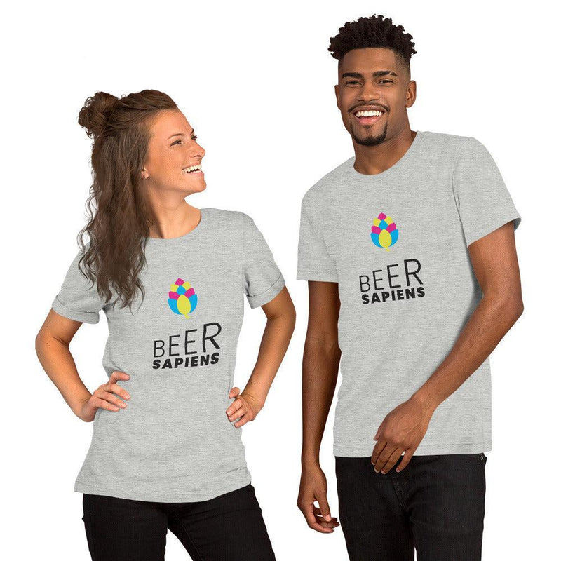 Camiseta Unisex "Beer Sapiens" blanca, azul, rosa o gris - Beer Sapiens
