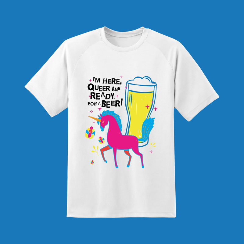 Camiseta unisex "I'm Here" blanca, gris, azul o rosa - Beer Sapiens